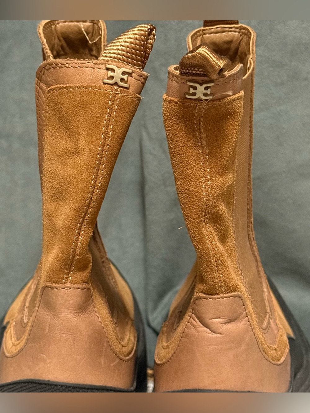 Sam Edelman Lulia Nubuck Caramel Suede Chunky Boot Women's Size 9 Chelsea - Picture 4 of 12